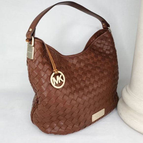 MICHAEL KORS Brown Woven Leather Top Handle Bag - Picture 7 of 10